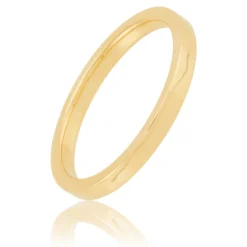 Yellow Gold Polished Pipe Comfort Fit 2mm Band 14K