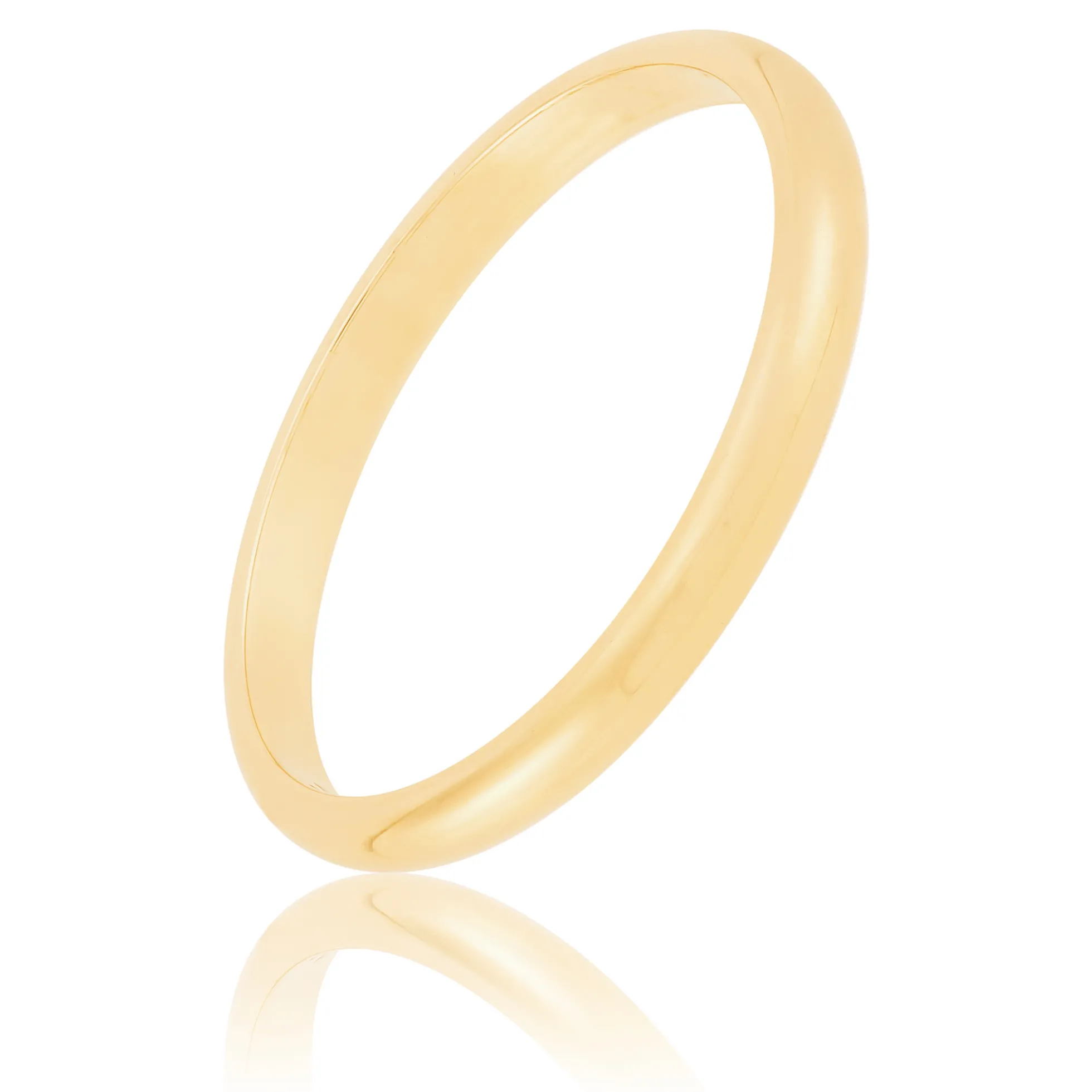 Yellow Gold Polished Rounded 2mm Band 14K