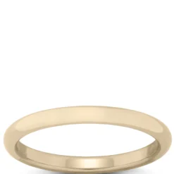 Yellow Gold Polished Rounded Comfort Fit 2mm Band 14K