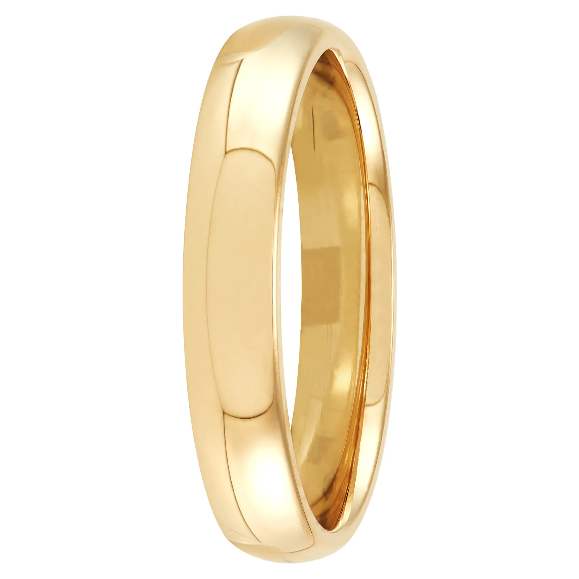 Yellow Gold Polished Rounded Comfort Fit 4mm Band 18K