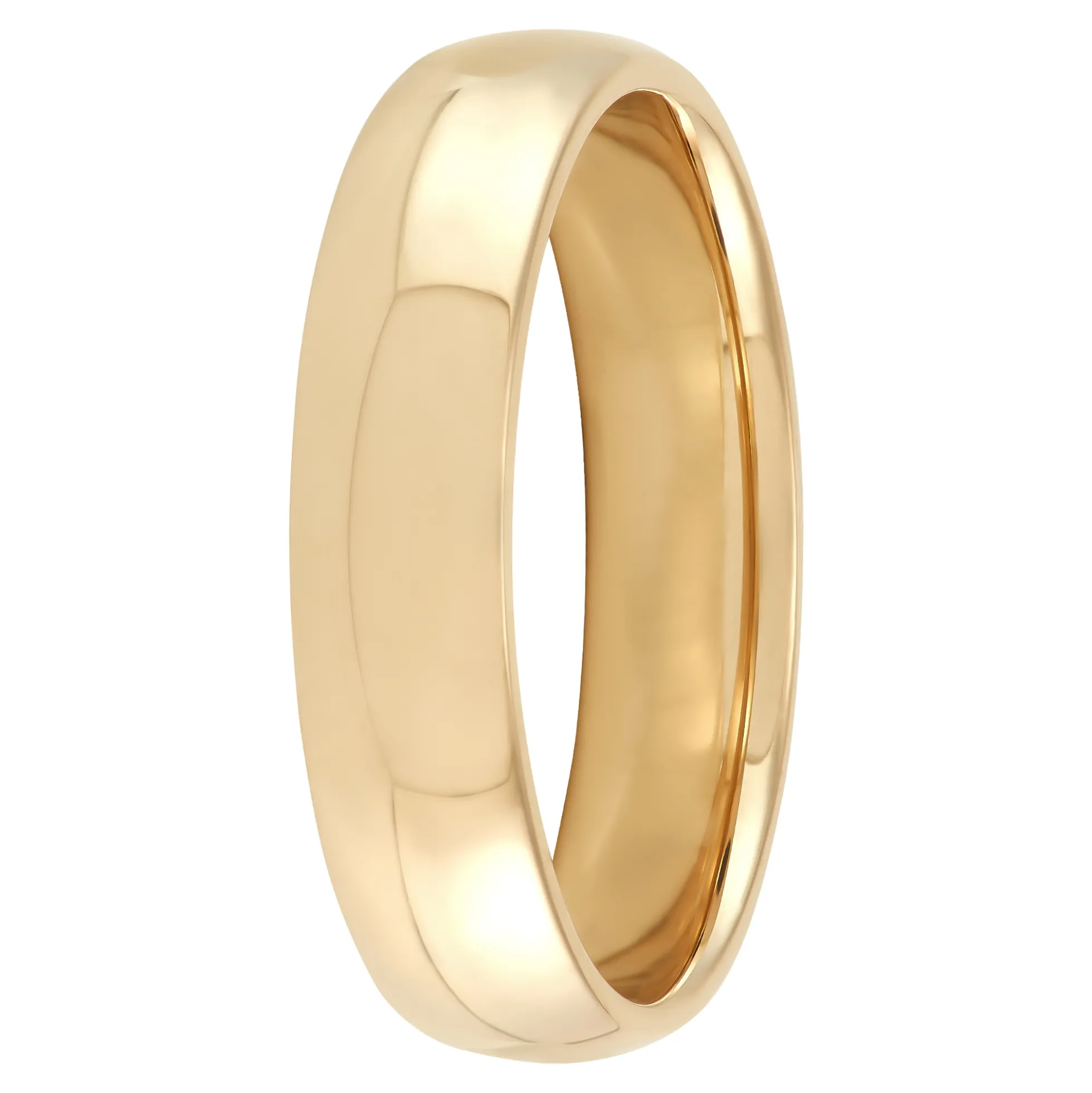 Yellow Gold Polished Rounded Comfort Fit 5mm Band 18K