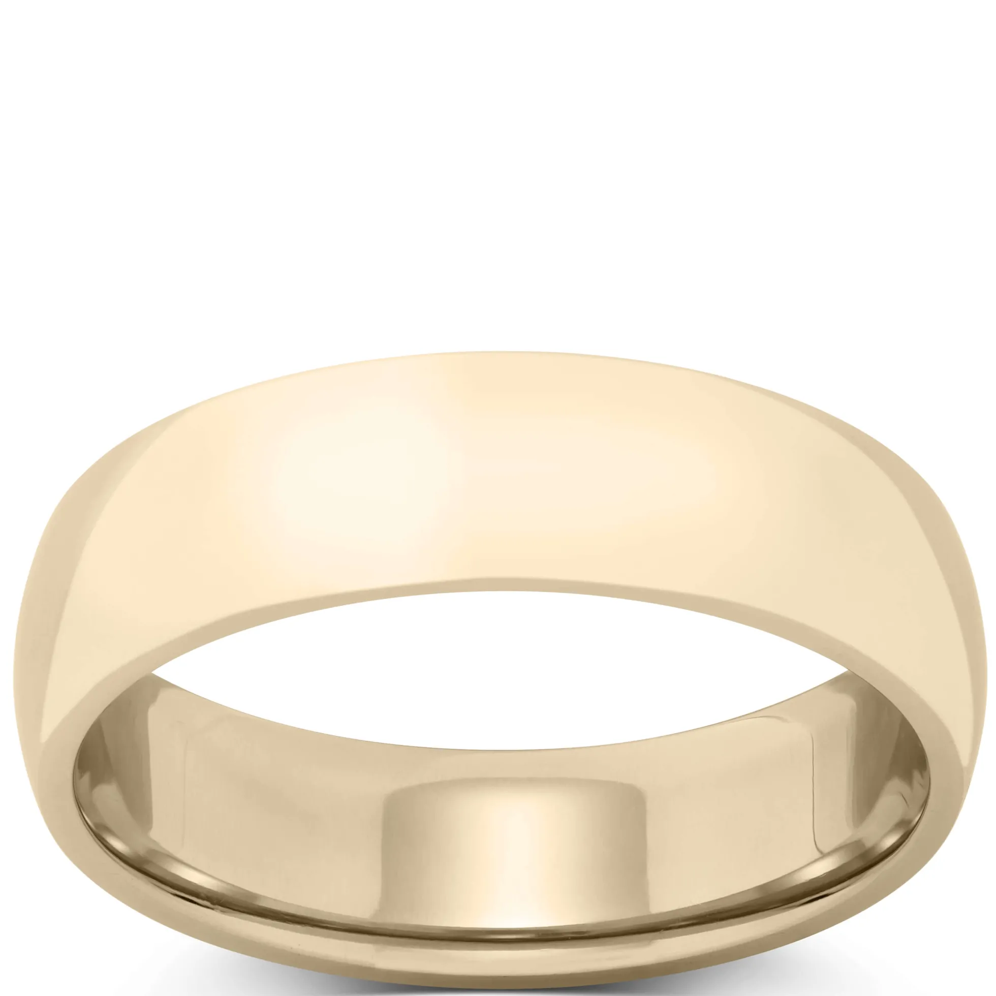 Yellow Gold Polished Rounded Comfort Fit 6mm Band 14K