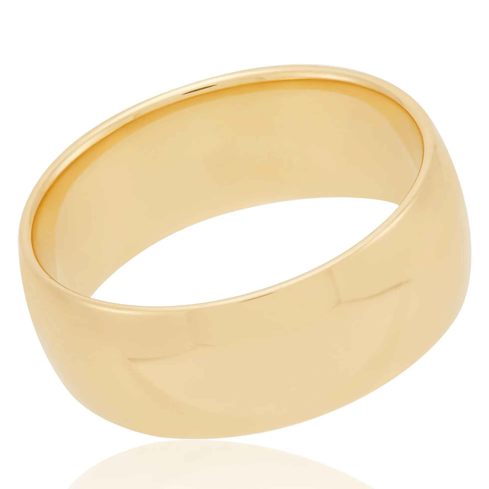 Yellow Gold Polished Rounded Comfort Fit 8mm Band 14K