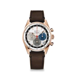 Zenith CHRONOMASTER Original Watch White Dial Brown Leather Strap, 38mm