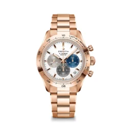 Zenith CHRONOMASTER Sport Watch White Dial Rose Gold Plated Steel Bracelet, 41mm