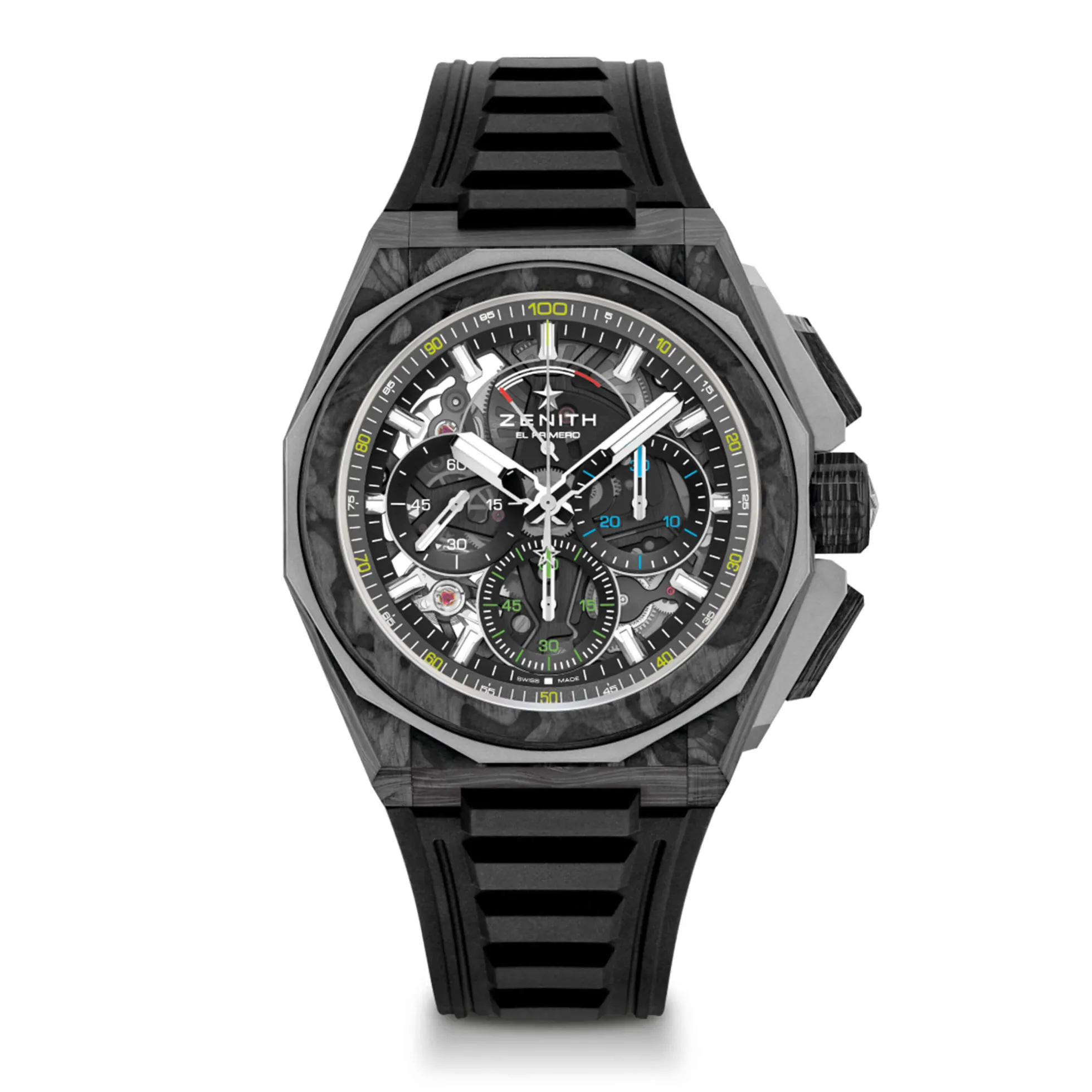 Zenith DEFY EXTREME Chronograph Watch Black Dial Black Rubber Strap, 45mm