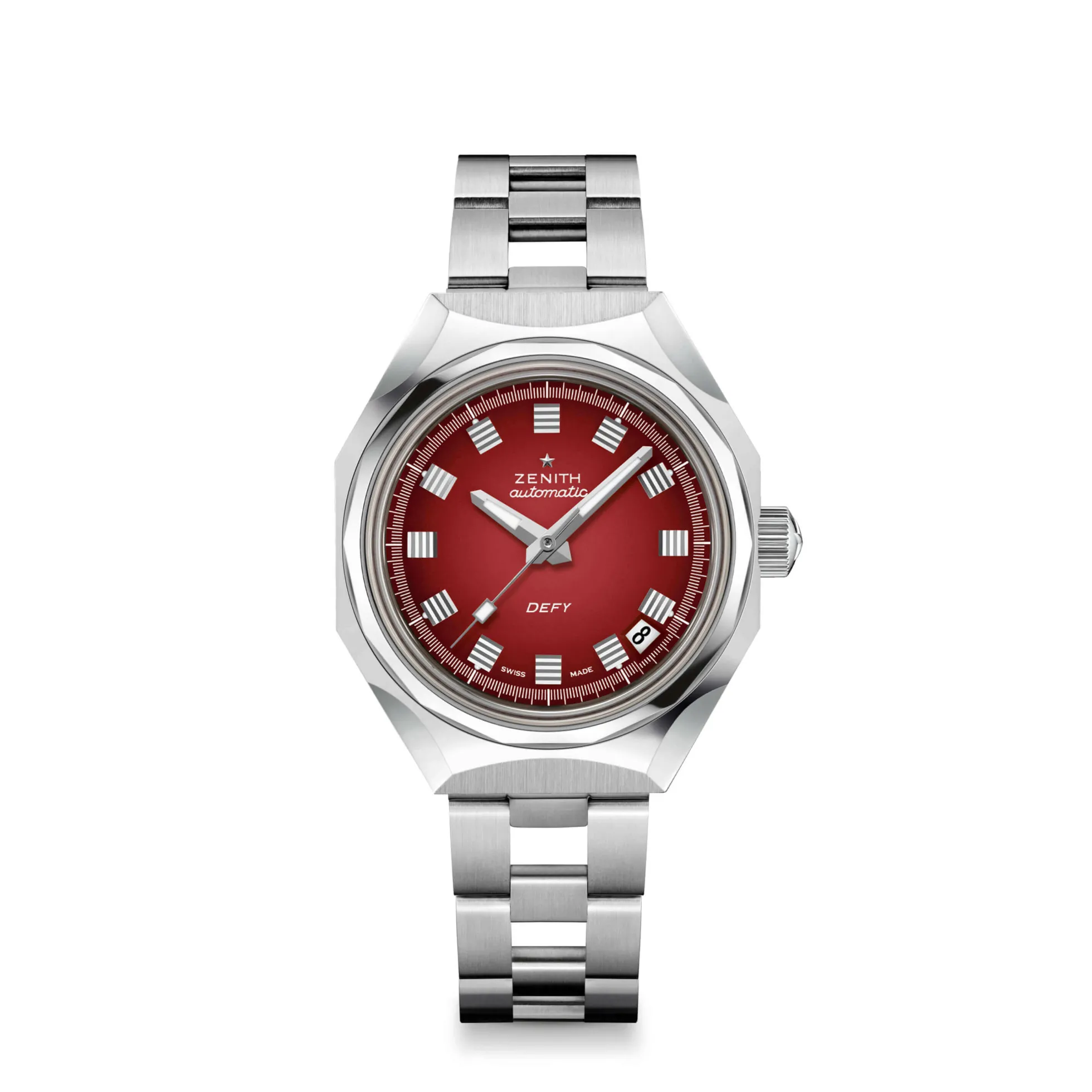 Zenith DEFY Revival A3691 Watch Red Dial Steel Bracelet, 37mm