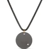 Zirconium Disc Pendant on 24mm Black Stainless-Steel Chain